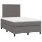 Preview: Boxspringbett mit Matratze & LED Grau 120x190 cm Kunstleder