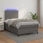 Preview: Boxspringbett mit Matratze & LED Grau 120x190 cm Kunstleder