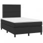 Preview: Boxspringbett mit Matratze & LED Schwarz 120x190 cm Kunstleder