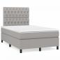 Preview: ARDEBO.de - Boxspringbett mit Matratze Hellgrau 120x190 cm Stoff