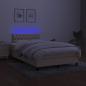 Preview: Boxspringbett mit Matratze & LED Creme 120x190 cm Stoff