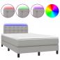 Preview: Boxspringbett mit Matratze & LED Hellgrau 120x190 cm Stoff