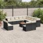 Preview: ARDEBO.de - 14-tlg. Garten-Sofagarnitur mit Kissen Schwarz Poly Rattan