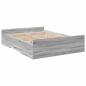 Preview: Bettgestell mit Schubladen Grau Sonoma 135x190 cm Holzwerkstoff