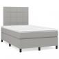 Preview: ARDEBO.de - Boxspringbett mit Matratze & LED Hellgrau 120x190 cm Stoff