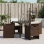 Preview: Gartenstühle mit Kissen 4 Stk. Braun Poly Rattan