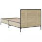 Preview: Bettgestell Sonoma-Eiche 90x200 cm Holzwerkstoff und Metall