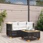 Preview: ARDEBO.de - Garten-Ecksofas mit Kissen 2 Stk. Schwarz Poly Rattan