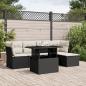 Preview: ARDEBO.de - 6-tlg. Garten-Sofagarnitur mit Kissen Schwarz Poly Rattan