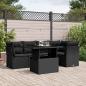 Preview: ARDEBO.de - 6-tlg. Garten-Sofagarnitur mit Kissen Schwarz Poly Rattan