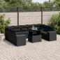 Preview: ARDEBO.de - 10-tlg. Garten-Sofagarnitur mit Kissen Schwarz Poly Rattan