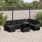 Preview: ARDEBO.de - 9-tlg. Garten-Sofagarnitur mit Kissen Schwarz Poly Rattan