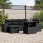 Preview: ARDEBO.de - 7-tlg. Garten-Sofagarnitur mit Kissen Schwarz Poly Rattan