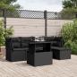 Preview: ARDEBO.de - 6-tlg. Garten-Sofagarnitur mit Kissen Schwarz Poly Rattan