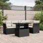 Preview: ARDEBO.de - 6-tlg. Garten-Sofagarnitur mit Kissen Schwarz Poly Rattan