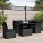 Preview: ARDEBO.de - 6-tlg. Garten-Sofagarnitur mit Kissen Schwarz Poly Rattan