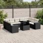 Preview: ARDEBO.de - 10-tlg. Garten-Sofagarnitur mit Kissen Schwarz Poly Rattan