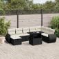 Preview: ARDEBO.de - 9-tlg. Garten-Sofagarnitur mit Kissen Schwarz Poly Rattan