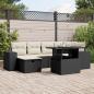 Preview: ARDEBO.de - 7-tlg. Garten-Sofagarnitur mit Kissen Schwarz Poly Rattan