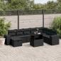 Preview: ARDEBO.de - 9-tlg. Garten-Sofagarnitur mit Kissen Schwarz Poly Rattan