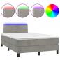 Preview: Boxspringbett mit Matratze & LED Hellgrau 120x200 cm Samt