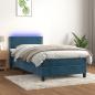 Preview: ARDEBO.de - Boxspringbett mit Matratze & LED Dunkelblau 80x200 cm Samt