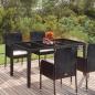 Preview: ARDEBO.de - Gartentisch mit Glasplatte Schwarz 150x90x75 cm Poly Rattan