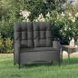 Preview: ARDEBO.de - Gartenbank mit Liegefunktion & Kissen 107cm Poly Rattan Schwarz