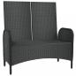 Preview: Gartenbank mit Liegefunktion & Kissen 107cm Poly Rattan Schwarz