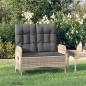 Preview: ARDEBO.de - Gartenbank mit Liegefunktion und Kissen 107 cm Poly Rattan Grau