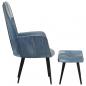 Preview: Sessel mit Hocker Blau Denim Patchwork Canvas