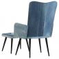 Preview: Sessel mit Hocker Blau Denim Patchwork Canvas