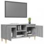 Preview: TV-Schrank mit Massivholz-Beinen Grau Sonoma 103,5x35x50 cm