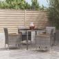 Preview: ARDEBO.de - 5-tlg. Garten-Essgruppe mit Kissen Grau Poly Rattan