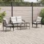 Preview: ARDEBO.de - 4-tlg. Garten-Sofagarnitur mit Kissen Schwarz Poly Rattan