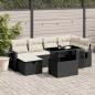 Preview: ARDEBO.de - 7-tlg. Garten-Sofagarnitur mit Kissen Schwarz Poly Rattan