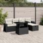 Preview: ARDEBO.de - 6-tlg. Garten-Sofagarnitur mit Kissen Schwarz Poly Rattan