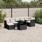 Preview: ARDEBO.de - 8-tlg. Garten-Sofagarnitur mit Kissen Schwarz Poly Rattan