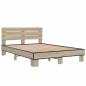 Preview: Bettgestell Sonoma-Eiche 135x190 cm Holzwerkstoff und Metall