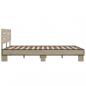 Preview: Bettgestell Sonoma-Eiche 135x190 cm Holzwerkstoff und Metall