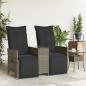 Preview: Gartensofa 2-Sitzer Verstellbar mit Tisch Grau Poly Rattan