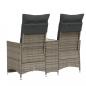 Preview: Gartensofa 2-Sitzer Verstellbar mit Tisch Grau Poly Rattan