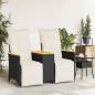 Preview: Gartensofa 2-Sitzer Verstellbar mit Tisch Schwarz Poly Rattan