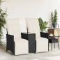 Preview: Gartensofa 2-Sitzer Verstellbar mit Tisch Schwarz Poly Rattan