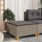 Preview: Gartenhocker mit Kissen Grau 63,5x56x32 cm Poly Rattan