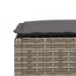 Preview: Gartenhocker mit Kissen Grau 63,5x56x32 cm Poly Rattan