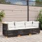 Preview: Gartensofa mit Kissen 3-Sitzer Schwarz Poly Rattan