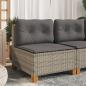 Preview: Gartensofa ohne Armlehnen mit Kissen Grau Poly Rattan