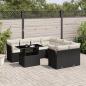 Preview: ARDEBO.de - 9-tlg. Garten-Sofagarnitur mit Kissen Schwarz Poly Rattan