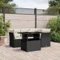 Preview: ARDEBO.de - 5-tlg. Garten-Sofagarnitur mit Kissen Schwarz Poly Rattan